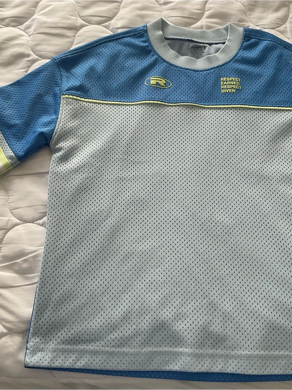 Old Navy Light Blue and Blue Mesh color-block T-shirt